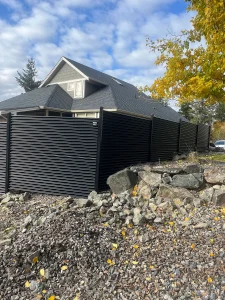 Residential corrugated metal fence Okanagan BC
